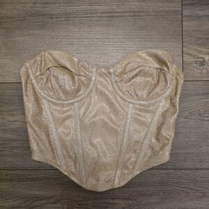 Cotton Candy Gold Glitter Corset Top with Zip-up Back